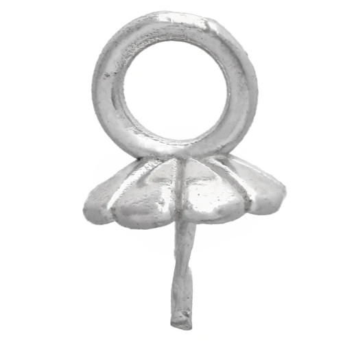 Pendant Clasp for 8-10-12 mm Semi-Drilled Round Beads - 925 Sterling Silver x1
