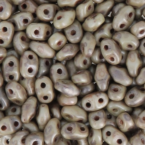 MiniDuo 2x4 mm - Opaque White Travertine Dark Mat x10g