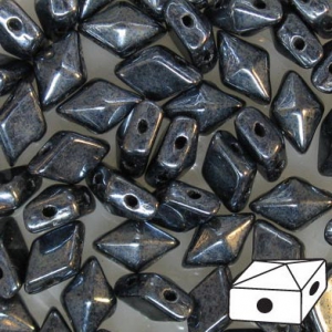 Diamonduo 2-hole 5x8mm Jet Hematite x10g