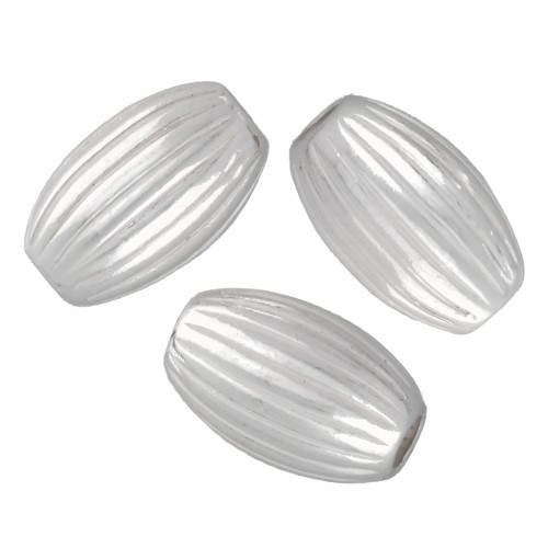 Striped olive beads, 4.5x3 mm - 925 Sterling Silver x15