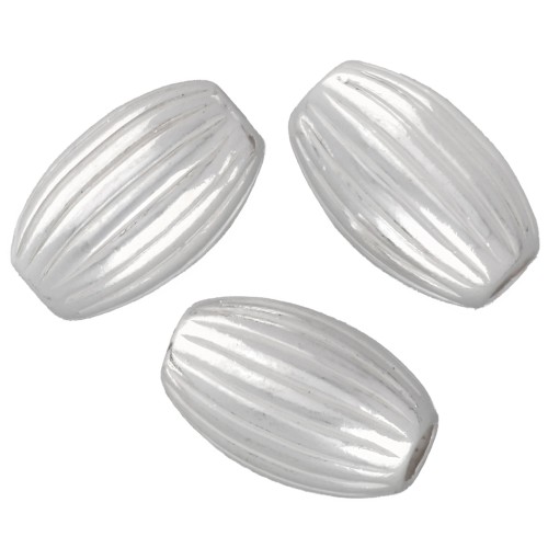 7x4 mm Striped Olive Beads - 925 Sterling Silver x10