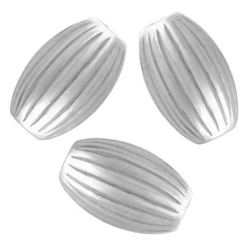 7x4 mm Striped Olive Beads - 925 Sterling Silver x10