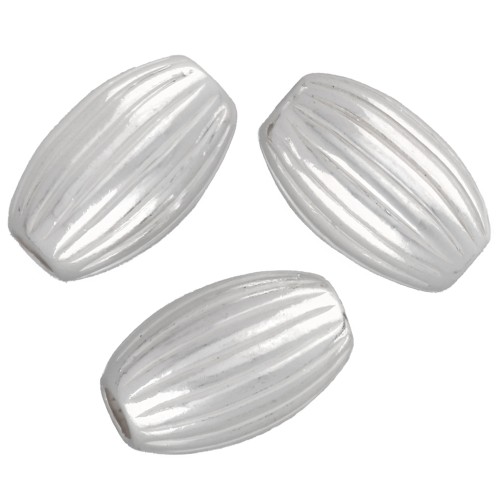 Striped olive beads, 8x5 mm - 925 Sterling Silver x5