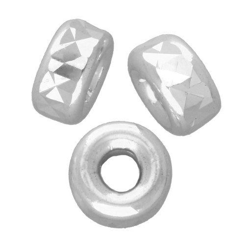 3 mm Diamond-Cut Heishi Rondelle Beads - 925 Sterling Silver x15