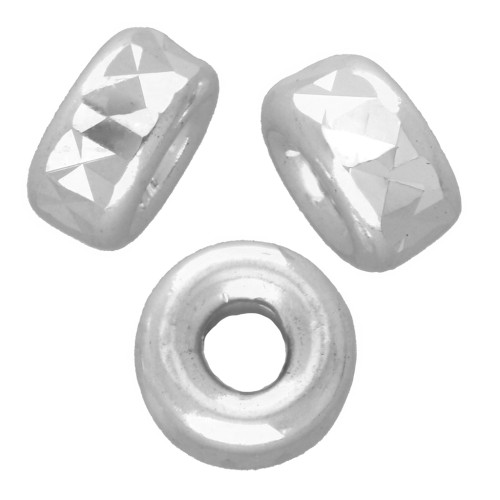 4 mm Diamond-Cut Heishi Rondelle Beads - 925 Sterling Silver x10