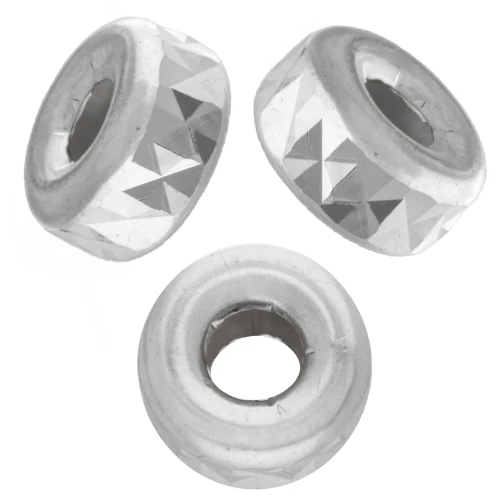 4 mm Diamond-Cut Heishi Rondelle Beads - 925 Sterling Silver x10