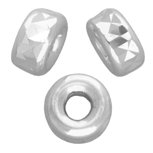 5 mm Diamond-Cut Heishi Rondelle Beads - 925 Sterling Silver x5