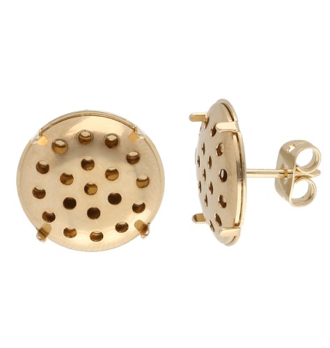 14 mm Screen-Style Earstuds - Fine gold plated (Set of 2)