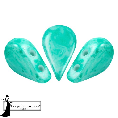 Amos® Glass Beads by Puca® 5x8 mm - Emerald Mishmash x10g
