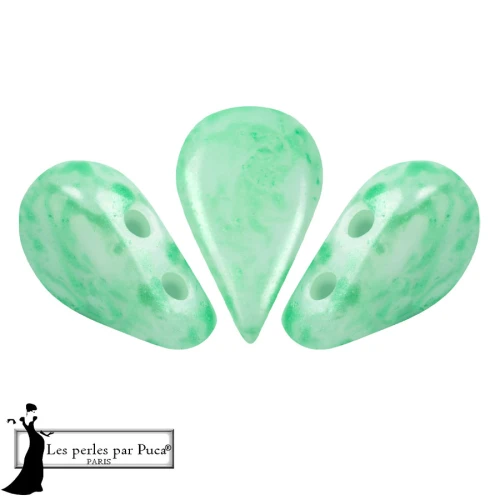 Amos® Glass Beads by Puca® 5x8 mm - Green Mishmash x10g
