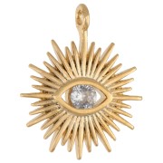 Zirconium oxide sunny eye pendant 14.7x12mm Gilded with fine gold - Crystal x1
