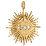 Zirconium oxide sunny eye pendant 14.7x12mm Gilded with fine gold - Crystal x1