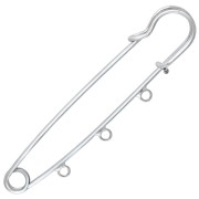 Safety pin brooch - 3 rings to decorate 75 mm - Silver x1