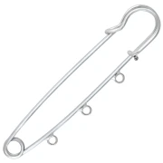 Safety pin brooch - 3 rings to decorate 75 mm - Silver x1