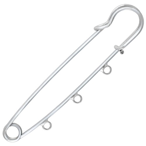 Safety pin brooch - 3 rings to decorate 75 mm - Silver x1