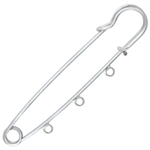 Safety pin brooch - 3 rings to decorate 75 mm - Silver x1