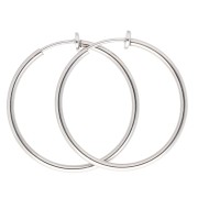 Créoles clips - For non-pierced ears 35 mm - Silver x2