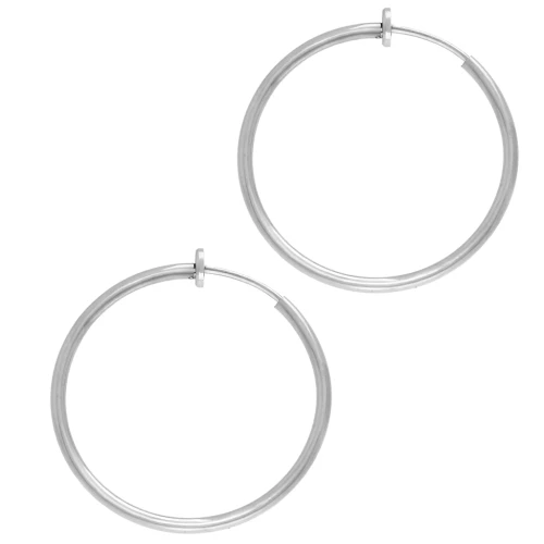 Créoles clips - For non-pierced ears 35 mm - Silver x2