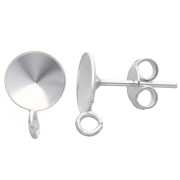 Rivoli 1122 8mm Cabochon Earstuds with Open Ring - 925 Sterling Silver (2-pack)