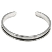 Eco Brass bracelet base with curved edge 10mm rhodium tone x1