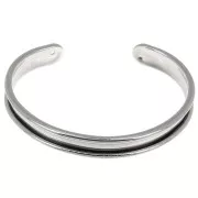 Eco Brass bracelet base with curved edge 10mm rhodium tone x1