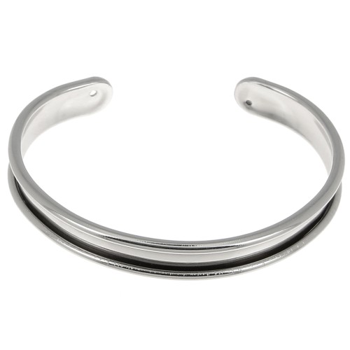 Eco Brass bracelet base with curved edge 10mm rhodium tone x1