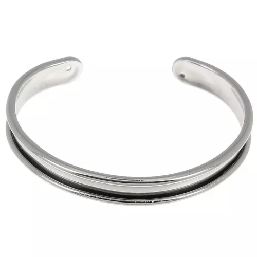 Eco Brass bracelet base with curved edge 10mm rhodium tone x1