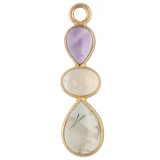 Geometric Pendant 29x8 mm - Fine gold plated - Amethyst - Citrine - Prehnite