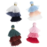 Gift - Small imitation cotton triple pompons 3 cm - Random colors x2