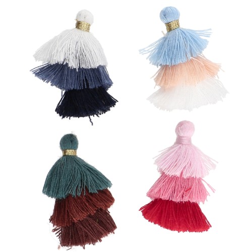 Gift - Small imitation cotton triple pompons 3 cm - Random colors x2