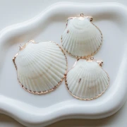 40-50 mm shell pendant with gold trim - Natural x1