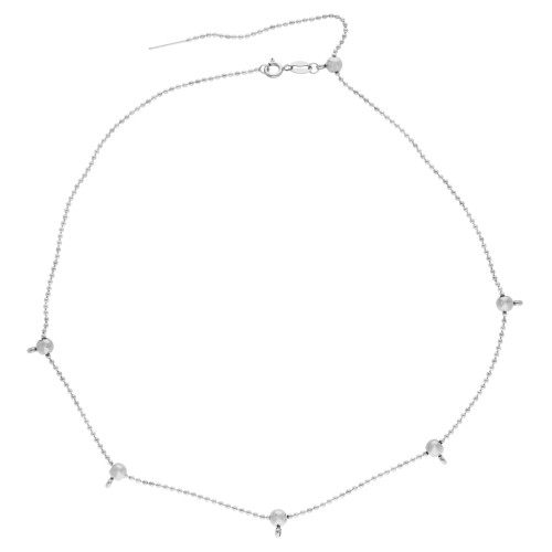 1.5 mm ball chain necklace with 5 5 mm stopper beads - 304 stainless steel x1