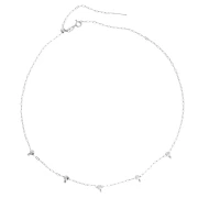 1.6 mm Trace chain necklace with 5 4 mm stopper beads, 304 stainless steel, 47 cm