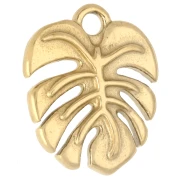 Monstera Leaf Charm, 17x14 mm - Gold-Plated 316 Stainless Steel x1