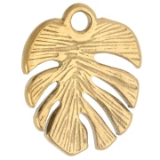 Monstera Leaf Charm, 17x14 mm - Gold-Plated 316 Stainless Steel x1