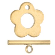 8 mm T-shaped flower clasp - Gold-plated 304 stainless steel x1