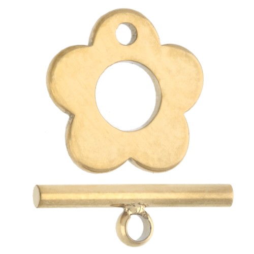 8 mm T-shaped flower clasp - Gold-plated 304 stainless steel x1
