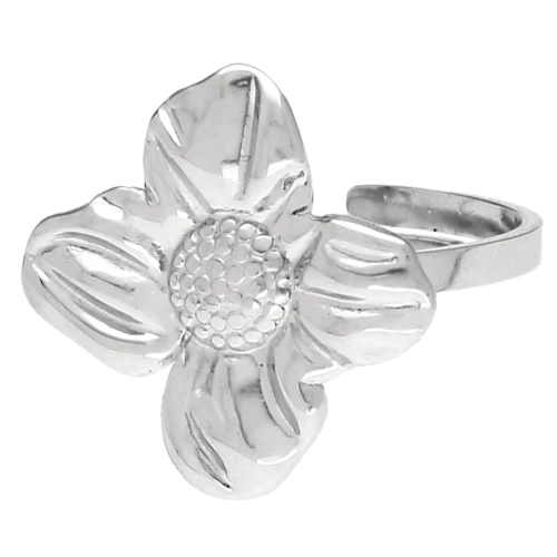 Adjustable 18 mm Flower Ring - Sizes 50–58 - 316 Stainless Steel x1