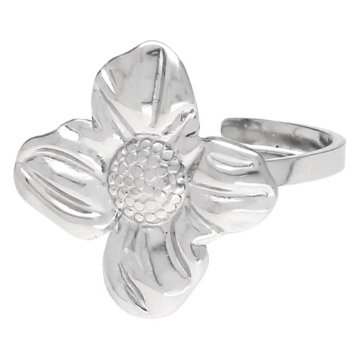 Adjustable 18 mm Flower Ring - Sizes 50–58 - 316 Stainless Steel x1