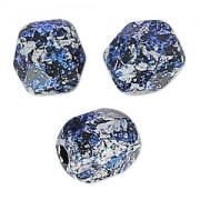 Fire Polished faceted round beads 4mm Jet Tweedy Blue x50|raw }}