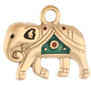 15x18 mm elephant charm with epoxy resin - Gold-plated 316 stainless steel - Green x1|raw }}
