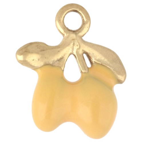Lemon Charm, 13x11 mm, Epoxy Resin - Gold-Plated 316 Stainless Steel - Yellow x1