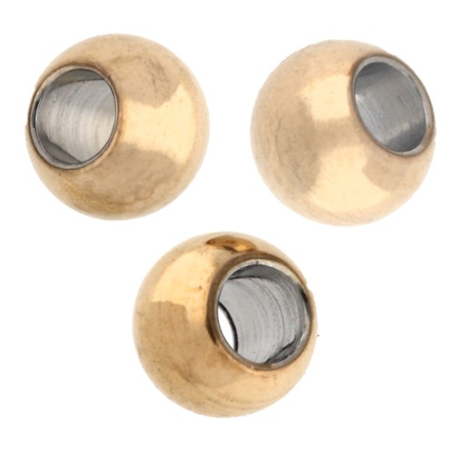 Flat Round Beads, 4x3 mm - Gold-Plated 316F Stainless Steel x100