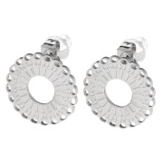14 mm Round Multi-Hole Earstuds - Open Ring - 316L Stainless Steel (2-pack)|raw }}