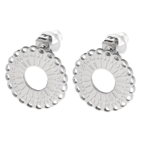 14 mm Round Multi-Hole Earstuds - Open Ring - 316L Stainless Steel (2-pack)