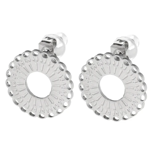 14 mm Round Multi-Hole Earstuds - Open Ring - 316L Stainless Steel x2