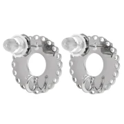14 mm Round Multi-Hole Earstuds - Open Ring - 316L Stainless Steel (2-pack)