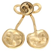 Hammered-effect cherry pin, 38x37 mm - Gold-plated 304 stainless steel x1