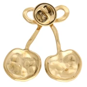Hammered-effect cherry pin, 38x37 mm - Gold-plated 304 stainless steel x1
