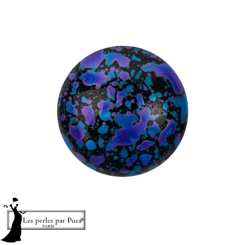 Round glass cabochon by Puca® 14 mm - Enamel Blue x1